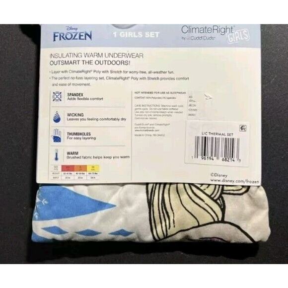 Climate Right Cuddl Duds FROZEN Girls M 8 10 Warm Underwear Thermal Set Princess - Picture 3 of 4